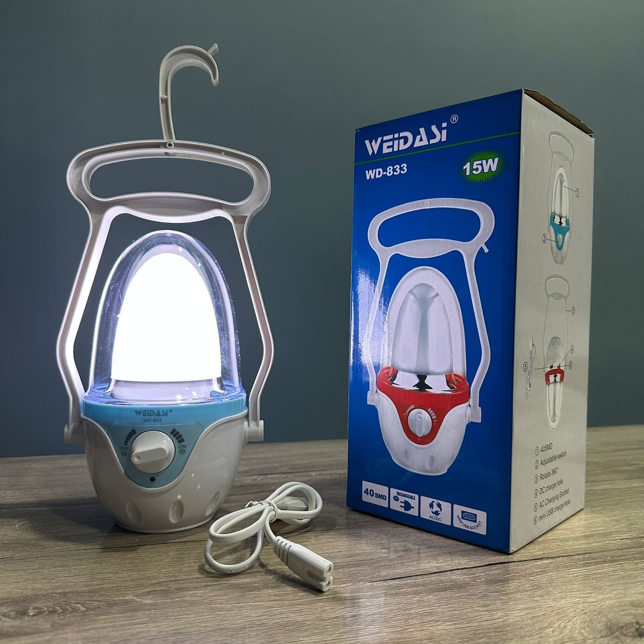 FANOUS LANTERNE CAMPING WEIDASI WD-833 LAMPE LED AVEC BATTERY RECHARGEABLE BLUE BLEUE